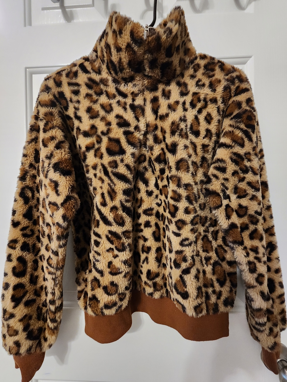 Nine West Leopard Print Teddy Jacket in Brown Tones